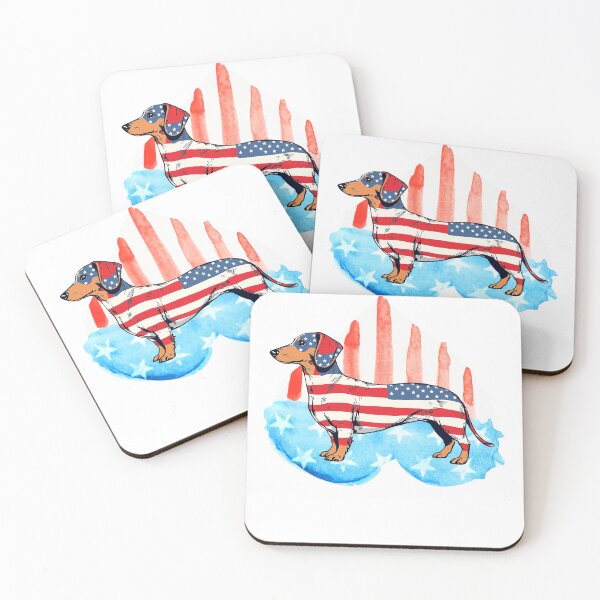 Item preview, dashhound Cute and Vintage Dachshund Art.With colors of usa designed and sold by swiftbinaries.