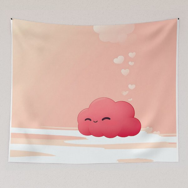 Item preview, Smiling Pink Cloud with Heart Background designed and sold by GoldenTealArts.