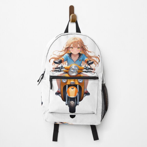 Item preview, Blonde Kawaii Girl with Orange Moped Bike – Playful Retro Vibes designed and sold by PING 999 STUDIO.