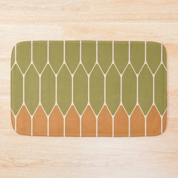 Item preview, Minimalist Geometric Long Honeycomb Two-Toned Pattern in Vintage Olive Green and Cantaloupe Orange designed and sold by kierkegaard.