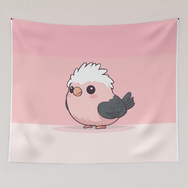 Item preview, Cute Pink and White Bird Illustration designed and sold by GoldenTealArts.