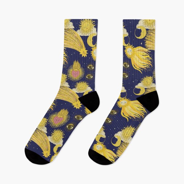 Item preview, 90 retro Celestial Claddagh Hearts and Cosmic Sun, Moon, and Shooting Stars Print – Perseids Meteor Shower  designed and sold by Jemma Jamie Skidmore.