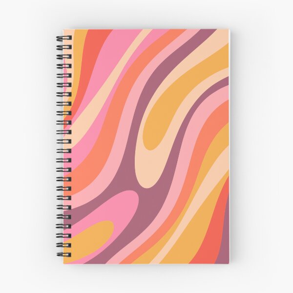 Artikelvorschau, Wellenförmige Schleifen Retro Abstraktes Muster Rosa Lila Orange Senf entworfen und verkauft von kierkegaard.