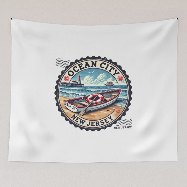 Item preview, Ocean City New Jersey NJ Retro Water Boat and Bridge designed and sold by devonclemon.