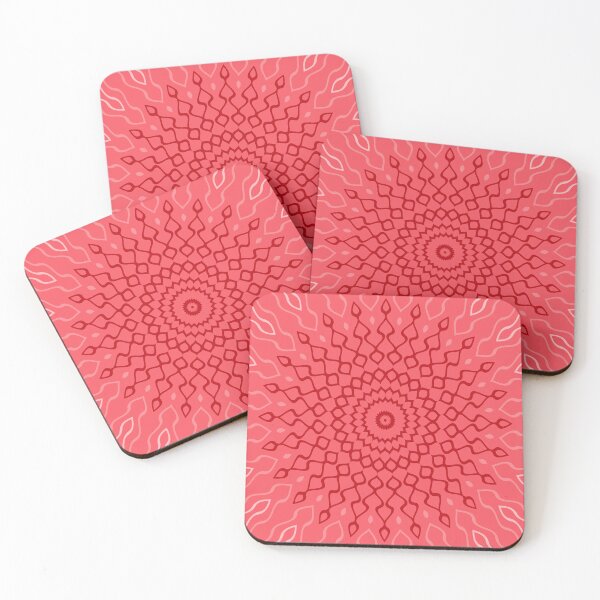 Item preview, Dark Red Orange Mandala Pattern on Pinkish Red Background designed and sold by KeksWorkroom.