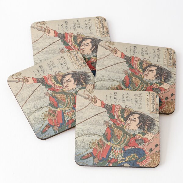 Item preview, Samurai Under Attack - Antique Japanese Ukiyo-e Woodcut Print designed and sold by VintageSpaceArt.