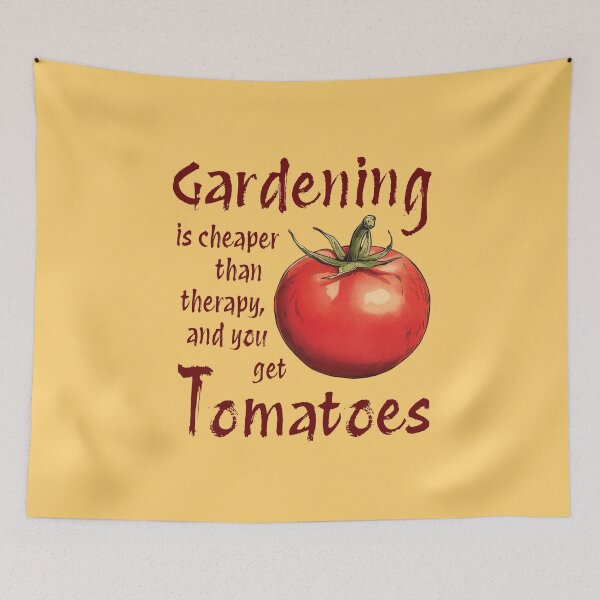 Item preview, Retro Tomato Gardening Art – Vintage Plant Lover's Funny Garden Quote Print - Mustard Yellow designed and sold by CroesCreations.
