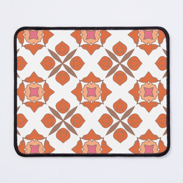 Item preview, Geometric pattern in warm orange and peach tones with floral motifs 5 designed and sold by AneissPiaf.