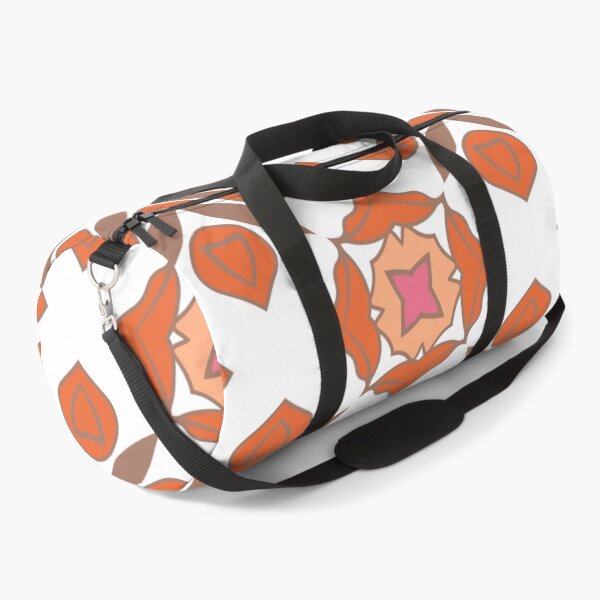 Item preview, Geometric pattern in warm orange and peach tones with floral motifs 5 designed and sold by AneissPiaf.
