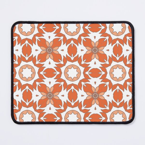 Item preview, Geometric pattern in warm orange and peach tones with floral motifs 6 designed and sold by AneissPiaf.