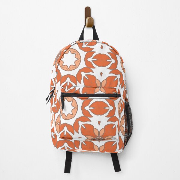 Item preview, Geometric pattern in warm orange and peach tones with floral motifs 6 designed and sold by AneissPiaf.