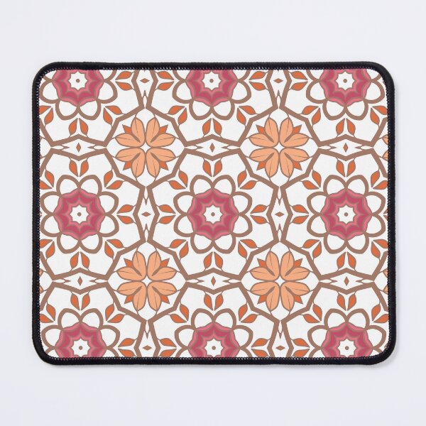 Item preview, Geometric pattern in warm orange and peach tones with floral motifs 7 designed and sold by AneissPiaf.