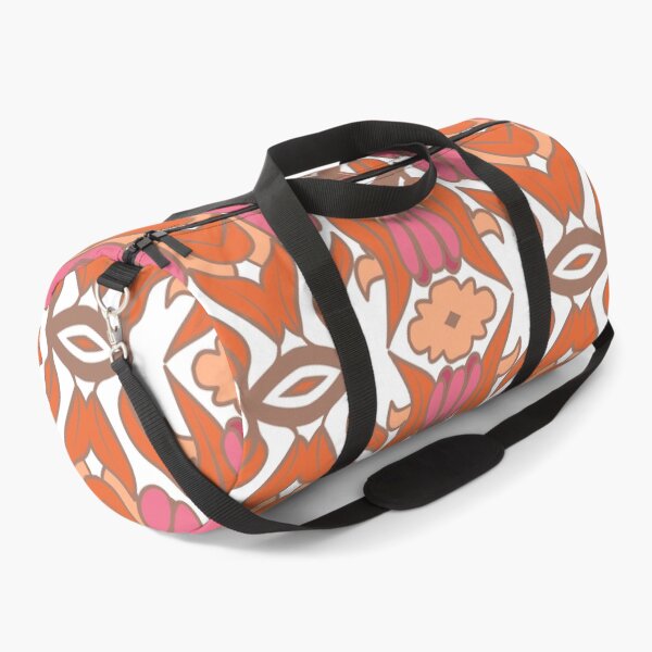 Item preview, Geometric pattern in warm orange and peach tones with floral motifs 8 designed and sold by AneissPiaf.