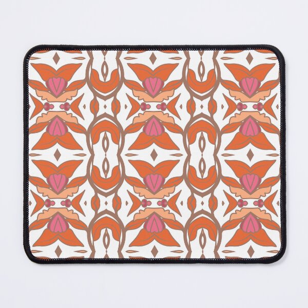 Item preview, Geometric pattern in warm orange and peach tones with floral motifs 9 designed and sold by AneissPiaf.