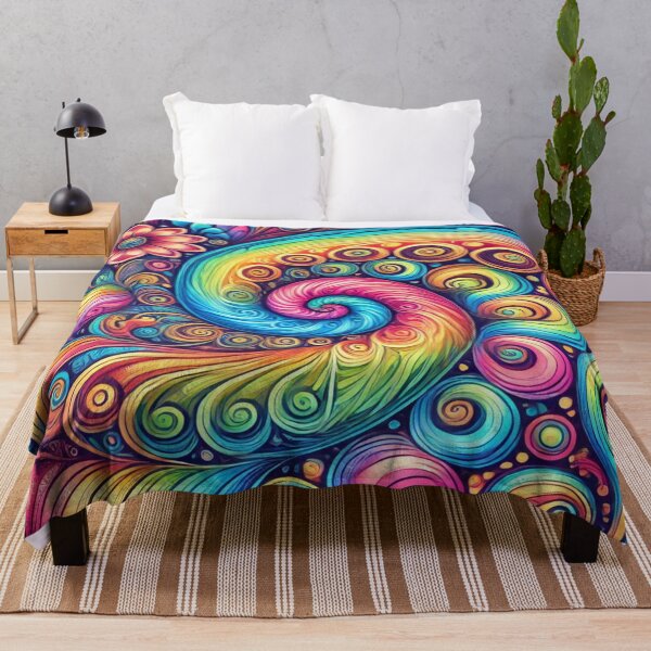 Item preview, Rainbow Psychedelic Flow: "Vibrant rainbow swirls in a hypnotic, retro design." designed and sold by Imaginarium of Chaos falcon88 .