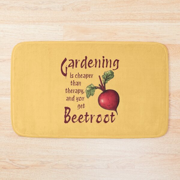 Item preview, Beetroot Gardening Art – Retro Garden Therapy Quote Print - Mustard Yellow designed and sold by CroesCreations.