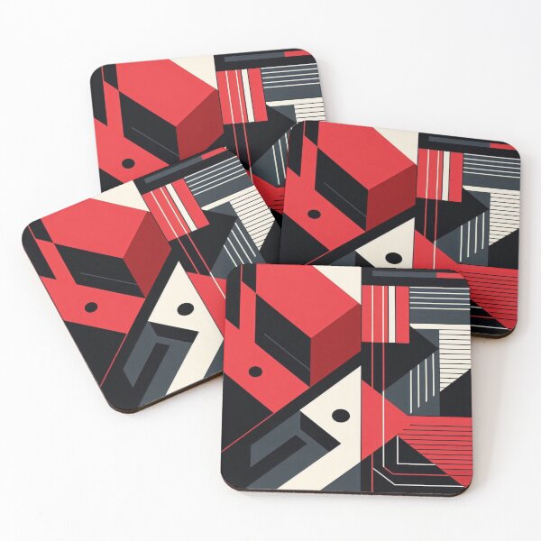 Item preview, Bold Geometry Wave: "Geometric shapes in red and black tones for a modern,  vibe." designed and sold by Imaginarium of Chaos falcon88 .