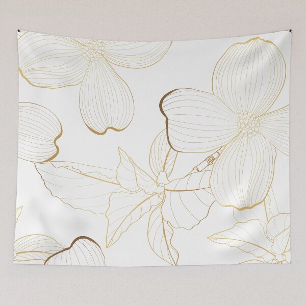 Item preview, Dogwood branch with golden line flowers. designed and sold by MatyKotiv.