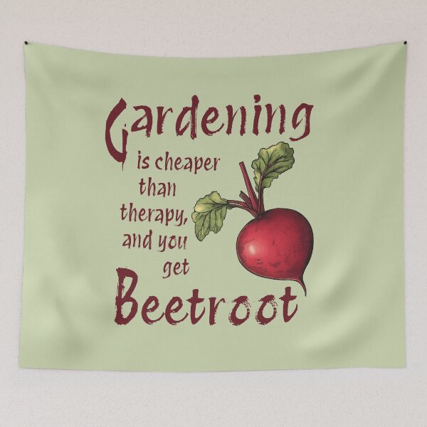 Item preview, Vintage Green Beetroot Gardening Art – Retro Garden Therapy Quote Print designed and sold by CroesCreations.