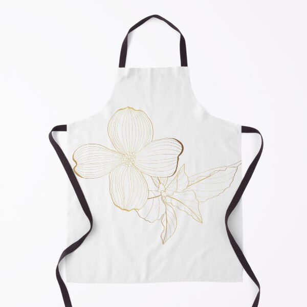 Item preview, Dogwood branch with flowers. Cornus florida. Golden Line drawing. designed and sold by MatyKotiv.