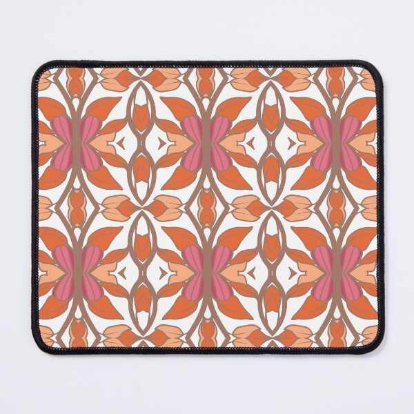 Item preview, Geometric pattern in warm orange and peach tones with floral motifs 10 designed and sold by AneissPiaf.