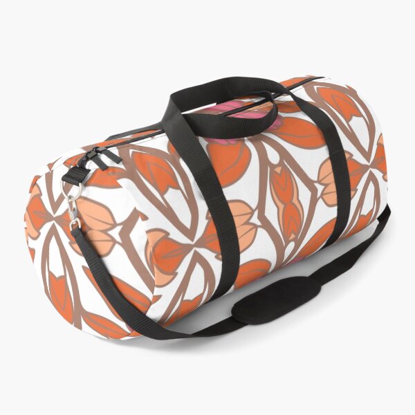 Item preview, Geometric pattern in warm orange and peach tones with floral motifs 10 designed and sold by AneissPiaf.