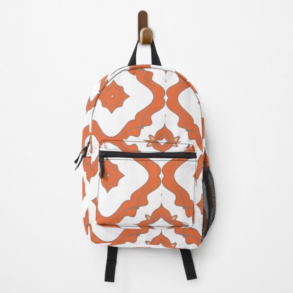 Item preview, Geometric pattern in warm orange and peach tones with floral motifs 11 designed and sold by AneissPiaf.
