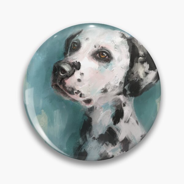 Item preview, Expressive painting of a Gorgeous Dalmatian on Teal Shade background designed and sold by ibadishi.