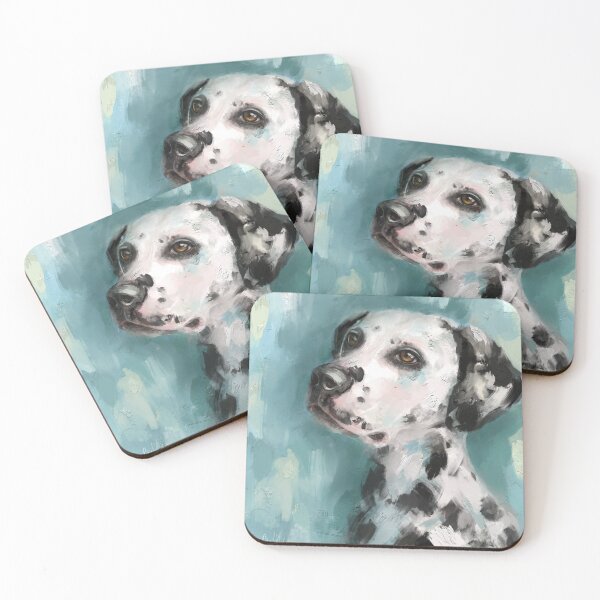 Item preview, Expressive painting of a Gorgeous Dalmatian on Teal Shade background designed and sold by ibadishi.