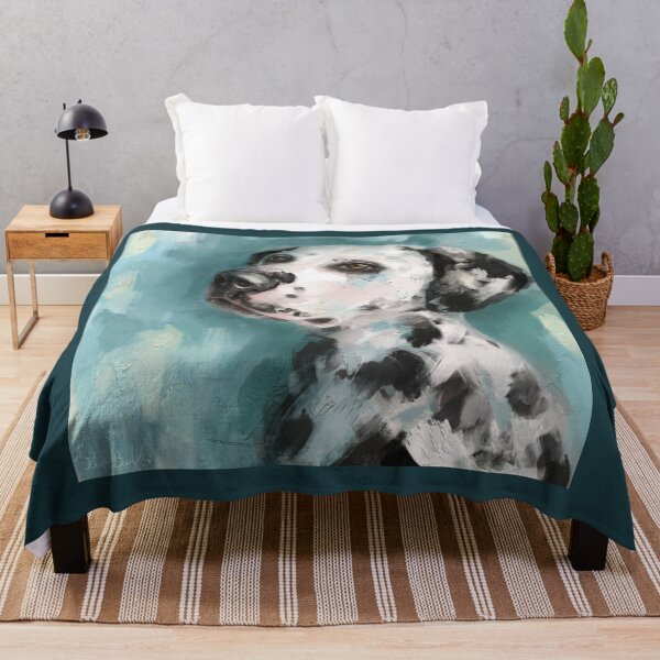Item preview, Expressive painting of a Gorgeous Dalmatian on Teal Shade background designed and sold by ibadishi.