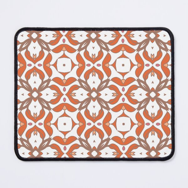 Item preview, Geometric pattern in warm orange and peach tones with floral motifs 12 designed and sold by AneissPiaf.