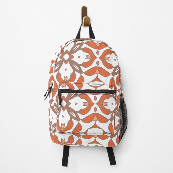 Item preview, Geometric pattern in warm orange and peach tones with floral motifs 12 designed and sold by AneissPiaf.