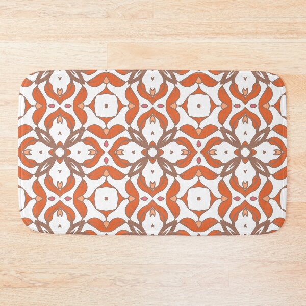 Item preview, Geometric pattern in warm orange and peach tones with floral motifs 12 designed and sold by AneissPiaf.
