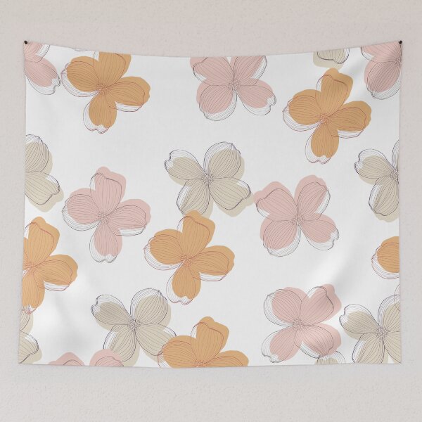 Item preview, Dogwood branch with flowers seamless pattern. Cornus florida.  Line drawing.  designed and sold by MatyKotiv.