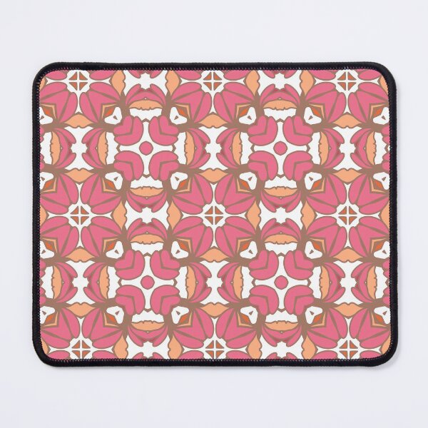 Item preview, Geometric pattern in warm orange and peach tones with floral motifs 13 designed and sold by AneissPiaf.