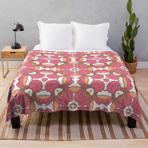 Item preview, Geometric pattern in warm orange and peach tones with floral motifs 13 designed and sold by AneissPiaf.