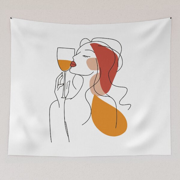 Item preview, Elegant Lady Wine Art - Modern Line Drawing, Abstract Minimalist Wall Decor for Wine Lovers designed and sold by House Of Roza.