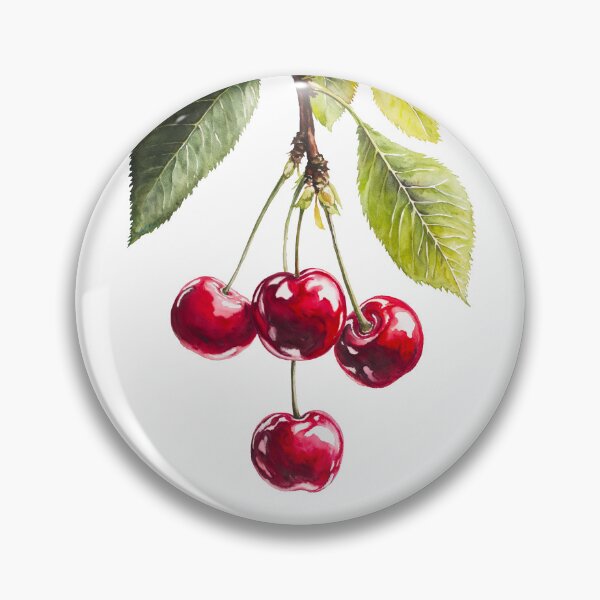 Item preview, Watercolor Style Cherry Artwork with Green Leaves. Botanical Illustration of Cherries with Detailed Leaves designed and sold by Anastasiia Yurevych.