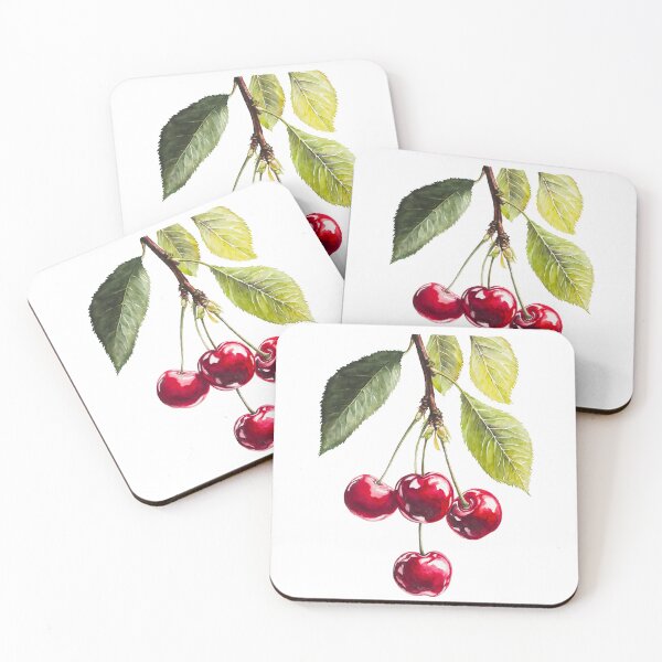 Item preview, Watercolor Style Cherry Artwork with Green Leaves. Botanical Illustration of Cherries with Detailed Leaves designed and sold by Anastasiia Yurevych.