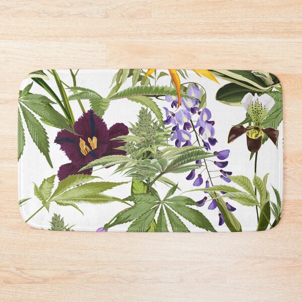 Item preview, Cannabis leaf, plant and exotic tropical flowers. Marijuana legalize symbol. designed and sold by MatyKotiv.