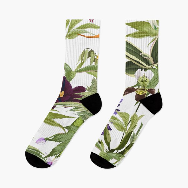 Item preview, Cannabis leaf, plant and exotic tropical flowers. Marijuana legalize symbol. designed and sold by MatyKotiv.