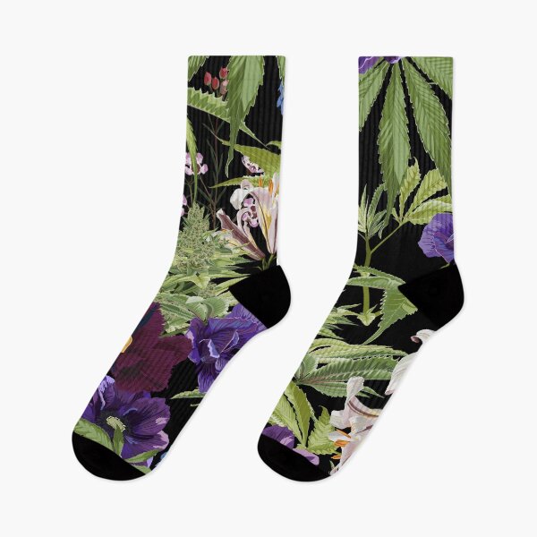 Item preview, Cannabis leaf, plant and exotic tropical flowers. Marijuana legalize symbol. designed and sold by MatyKotiv.