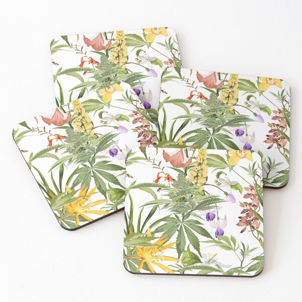 Item preview, Cannabis leaf, tropical flowers. Marijuana legalize symbol. designed and sold by MatyKotiv.