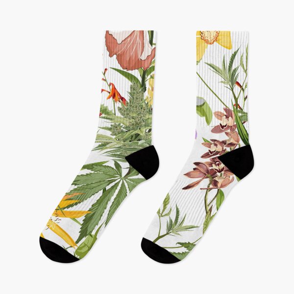 Item preview, Cannabis leaf, tropical flowers. Marijuana legalize symbol. designed and sold by MatyKotiv.