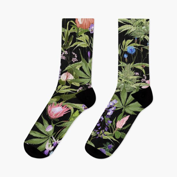 Item preview, Cannabis leaf, tropical flowers. Marijuana legalize symbol. designed and sold by MatyKotiv.