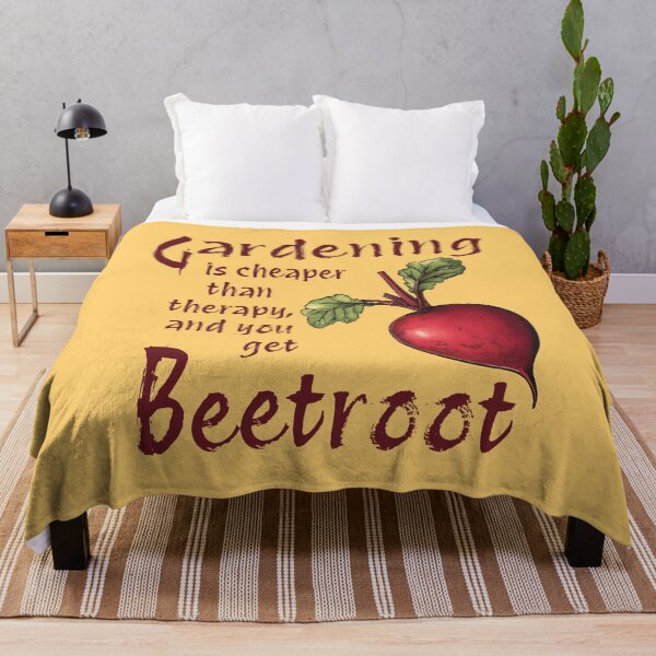 Item preview, Beetroot Gardening Art – Retro Garden Therapy Quote Print - Mustard Yellow designed and sold by CroesCreations.