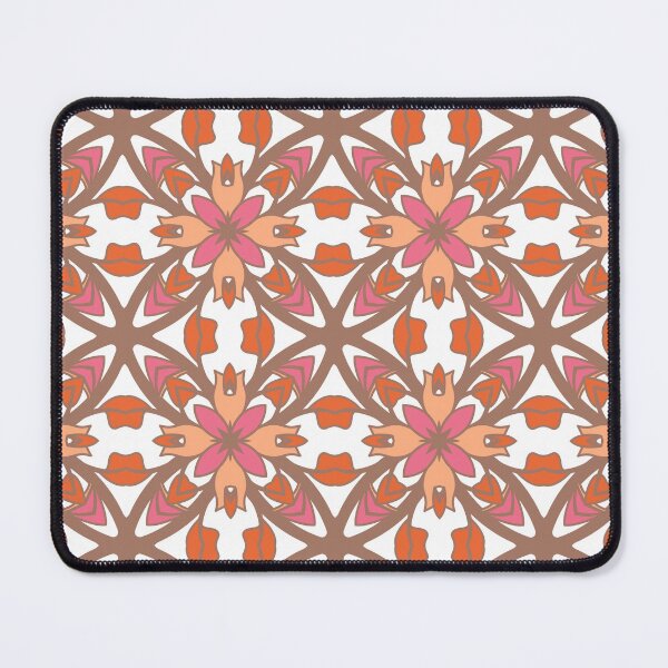 Item preview, Geometric pattern in warm orange and peach tones with floral motifs 14 designed and sold by AneissPiaf.