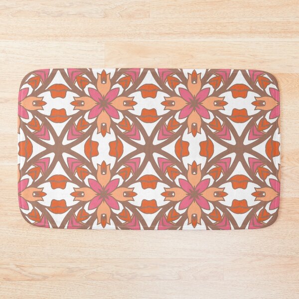 Item preview, Geometric pattern in warm orange and peach tones with floral motifs 14 designed and sold by AneissPiaf.