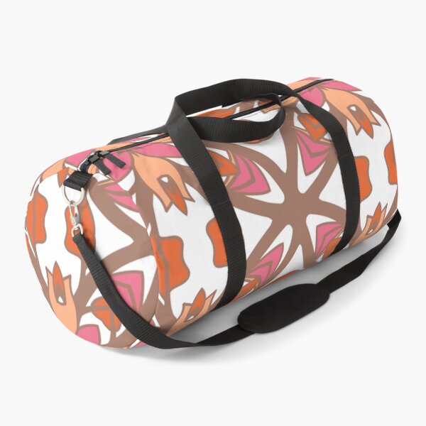 Item preview, Geometric pattern in warm orange and peach tones with floral motifs 14 designed and sold by AneissPiaf.