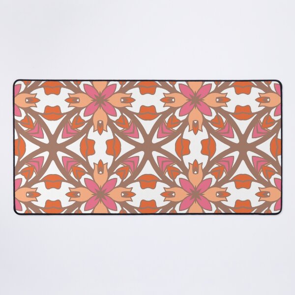 Item preview, Geometric pattern in warm orange and peach tones with floral motifs 14 designed and sold by AneissPiaf.